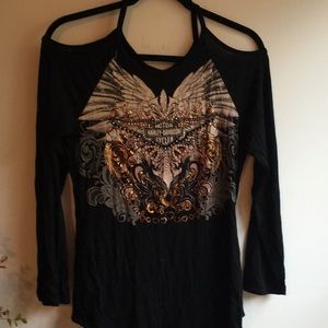 Beaded Harley Davidson long sleeve top